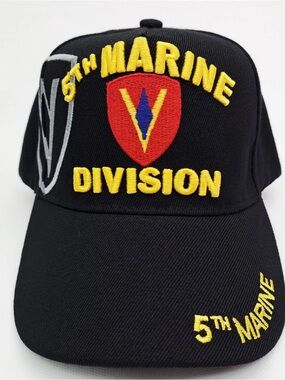 5th Marine Division Ball Cap Hat Black Embroidered Acrylic